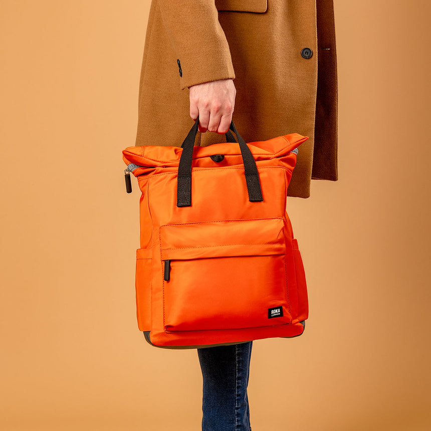 Roka London Black Label, Canfield B Medium Rucksack, Burnt Orange (Sustainable Nylon)