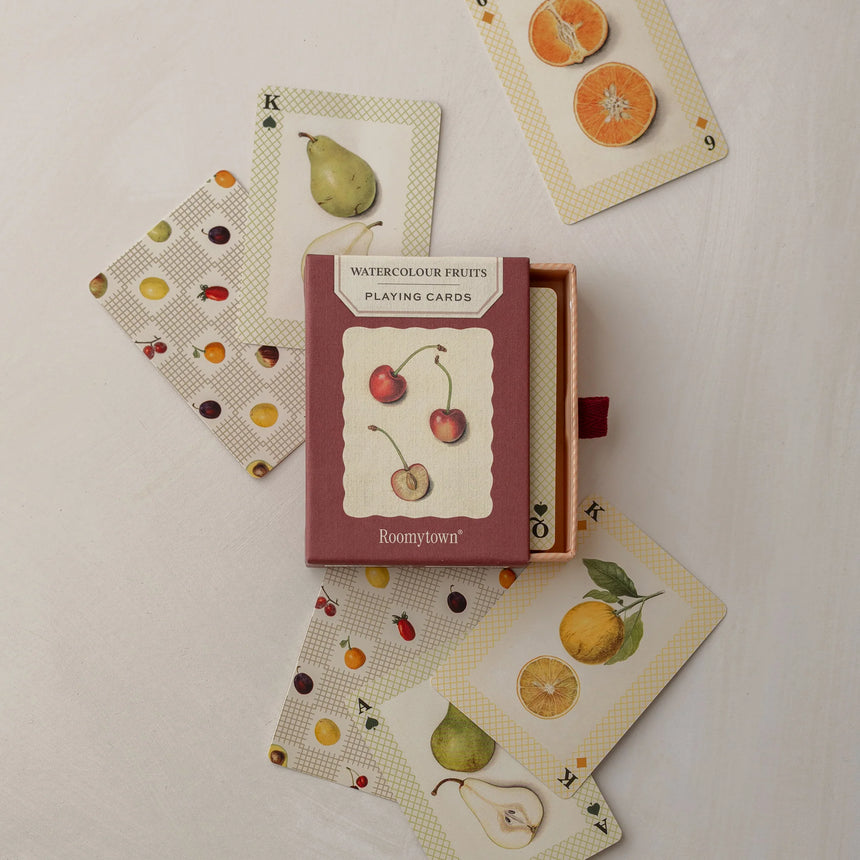 Roomytown Single Playing Card Deck, Watercolour Fruits
