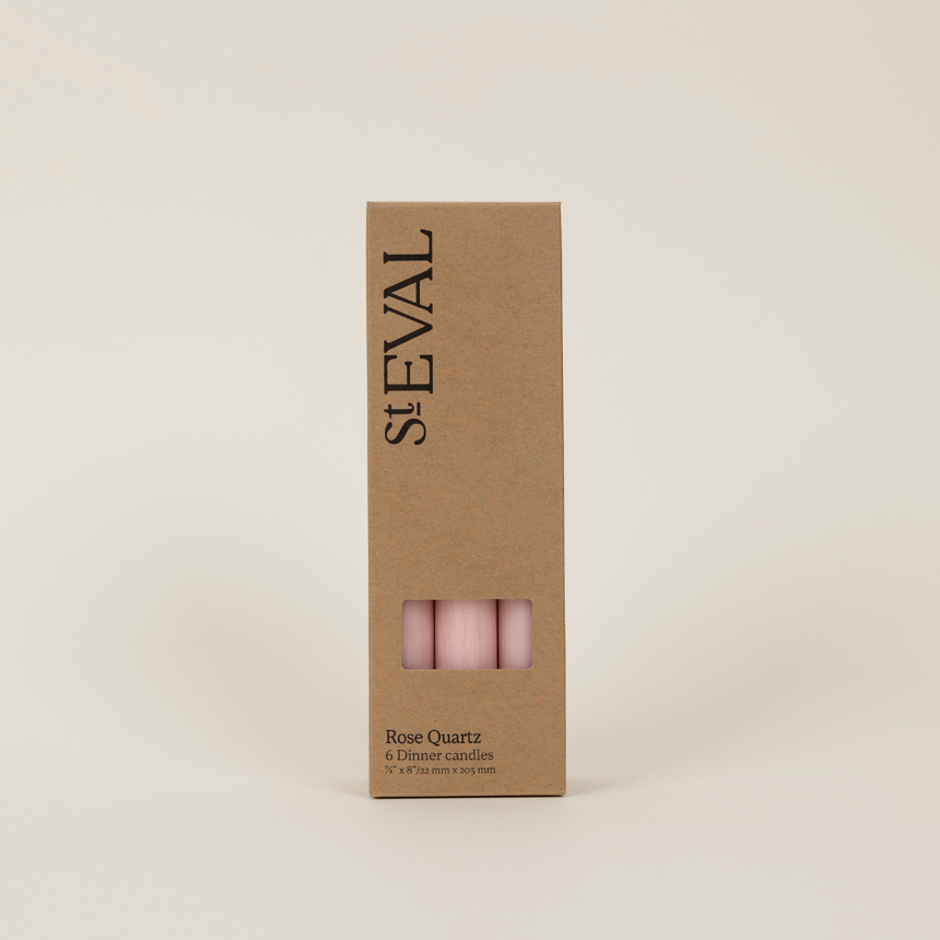 St Eval Unscented Dinner Candle, Rose Quartz (Pack Of 6)