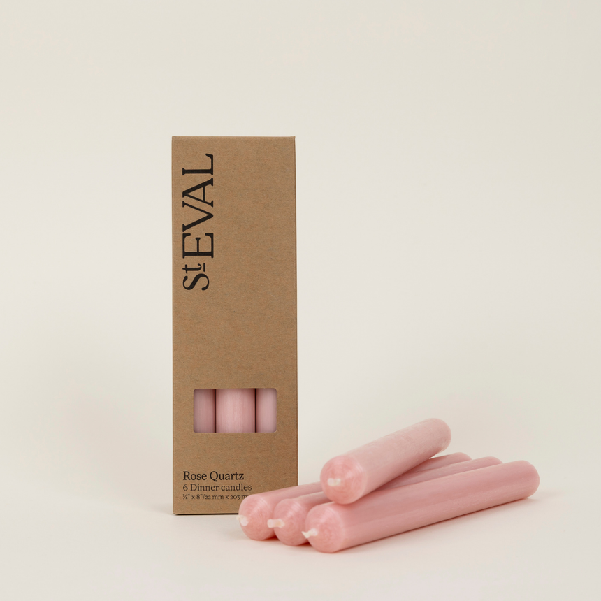 St Eval Unscented Dinner Candle, Rose Quartz (Pack Of 6)