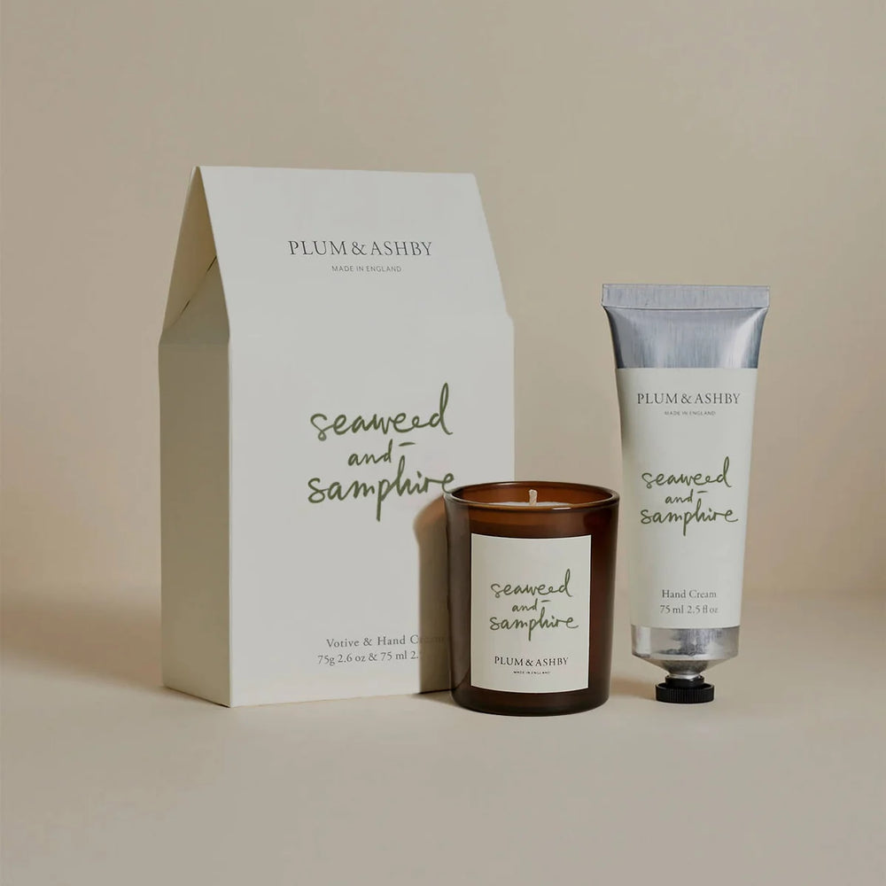 Plum & Ashby Seaweed & Samphire Votive & Hand Cream Gift Set