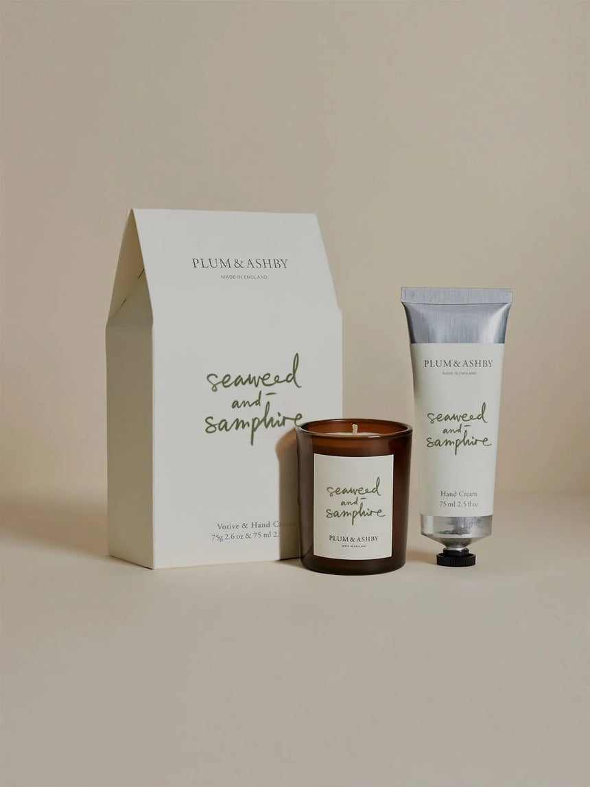Plum & Ashby Seaweed & Samphire Votive & Hand Cream Gift Set