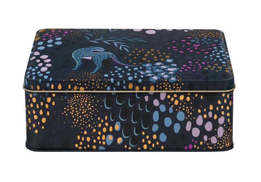 Sara Miller Deep Rectangular Storage Tin, Midnight Leopard