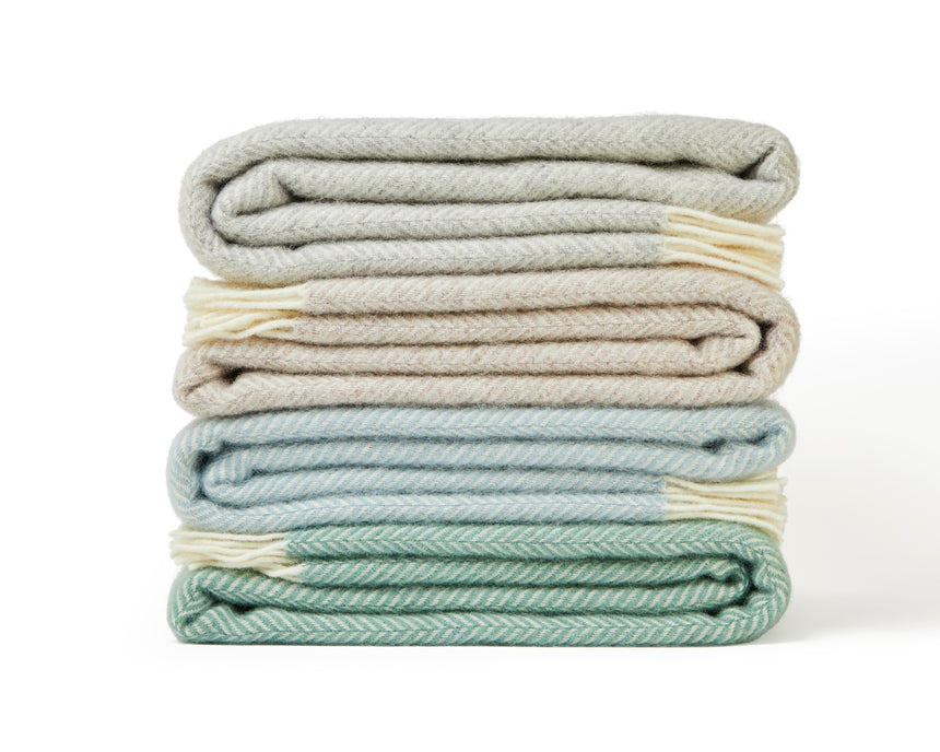 Tweedmill Fishbone Pure New Wool Throw, Sea Green