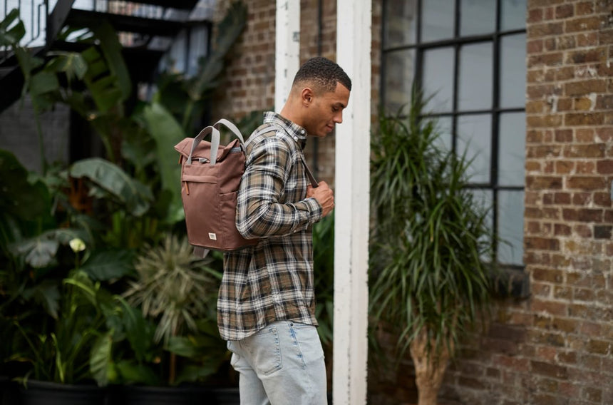 Roka London Finchley Sustainable Canvas Rucksack, Chocolate