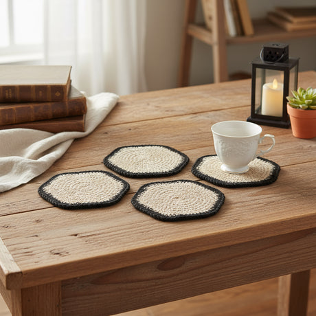 Four  wavy coasters with a textured surface on a white background