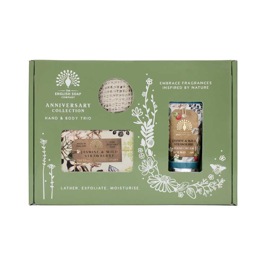 The English Soap Company Anniversary, Jasmine & Wild Strawberry Soap & Hand Cream Gift Set