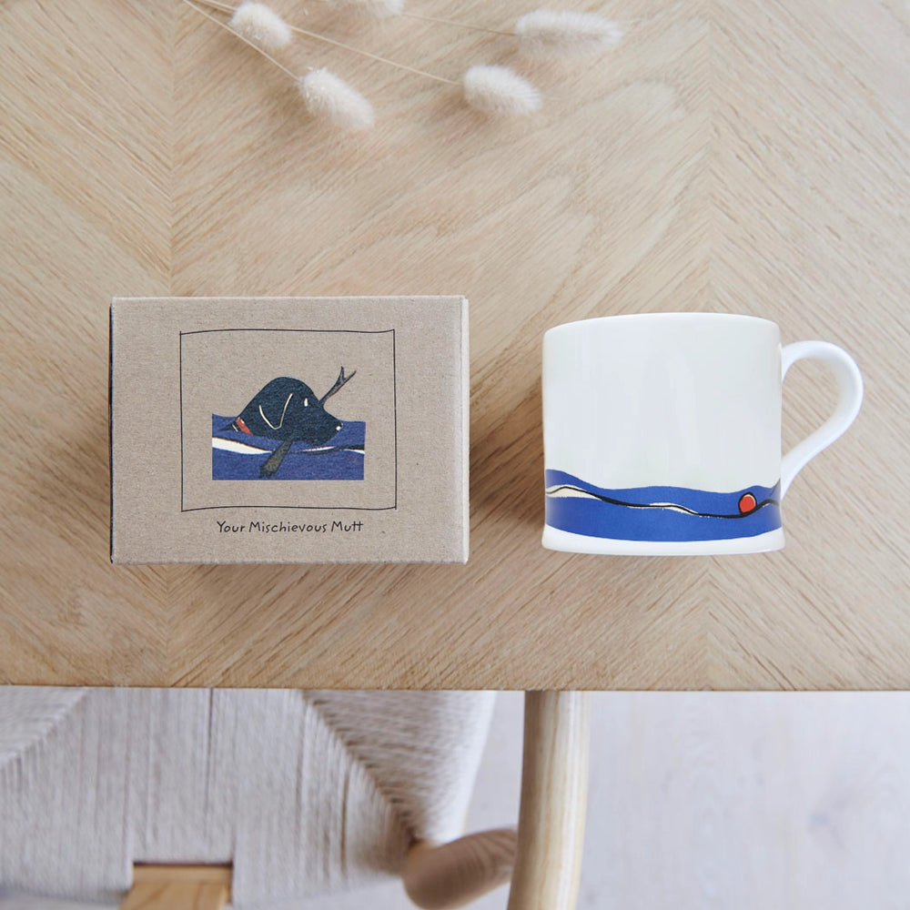 Sweet William Ceramic Mug, Swimming Black Labrador