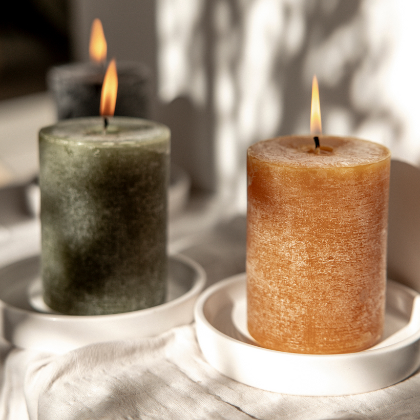 St Eval Sandalwood, Scented Coloured Pillar Candle