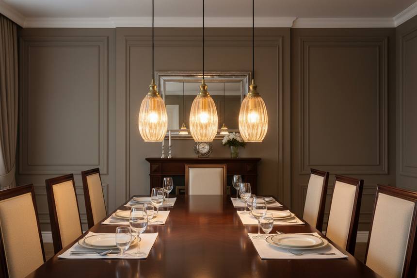 Refract Oval Glass Pendant, Champagne