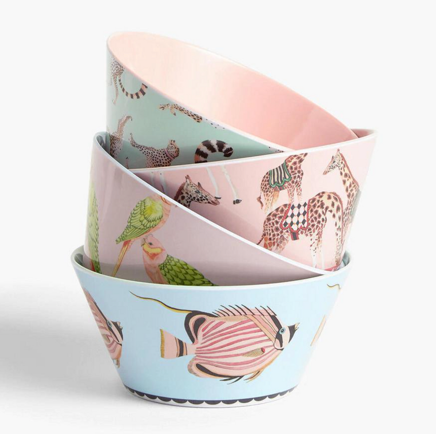 Yvonne Ellen Animals Melamine Picnic Bowls (Set Of 4)