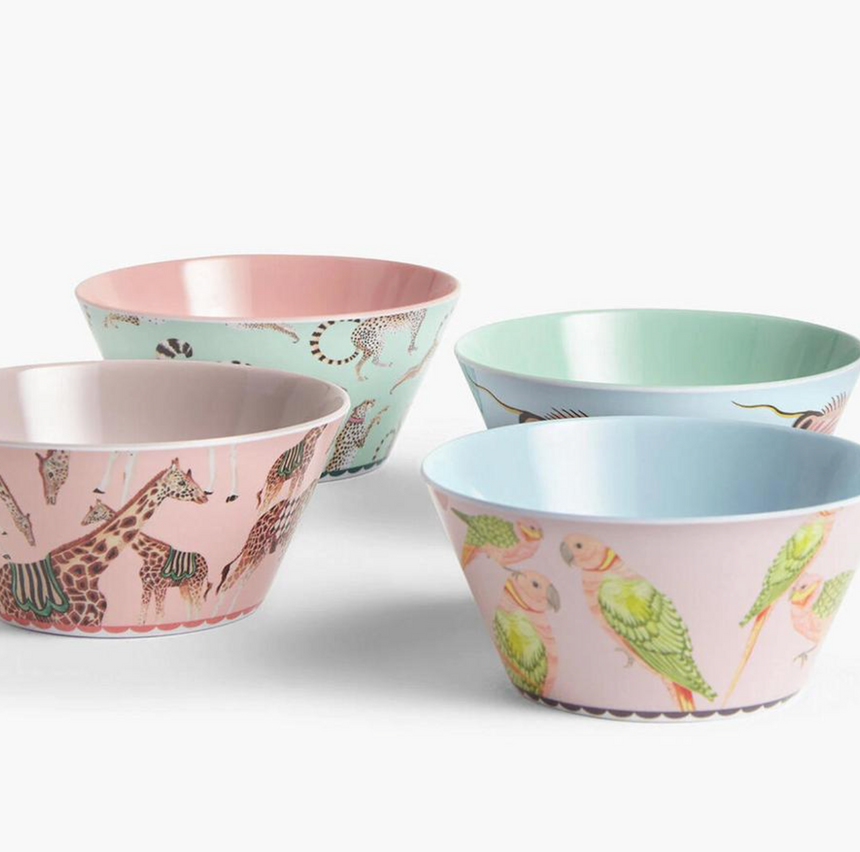 Yvonne Ellen Animals Melamine Picnic Bowls (Set Of 4)