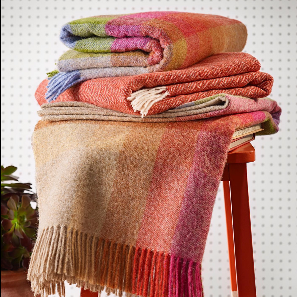 Bronte By Moon Harland Shetland Wool Throw Sunset CHALK INTERIORS LONDON