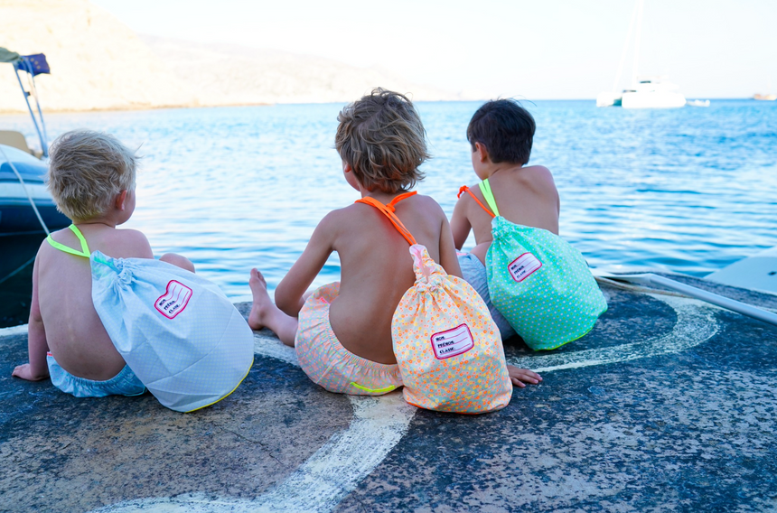 Petit Pan Drawstring Kids PE Bag Washed Blue