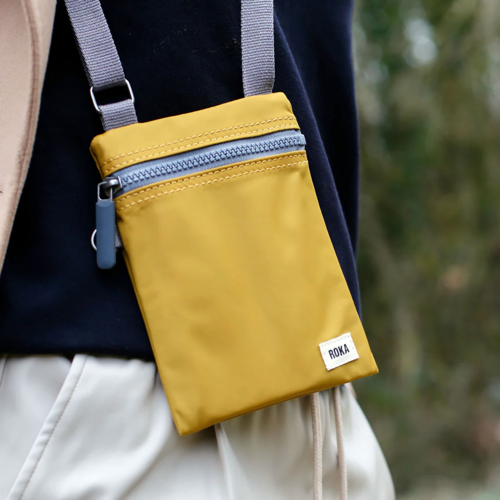 Roka London Chelsea Sling Pocket Bag - Nylon, Extra Small, Corn Color, Minimalist