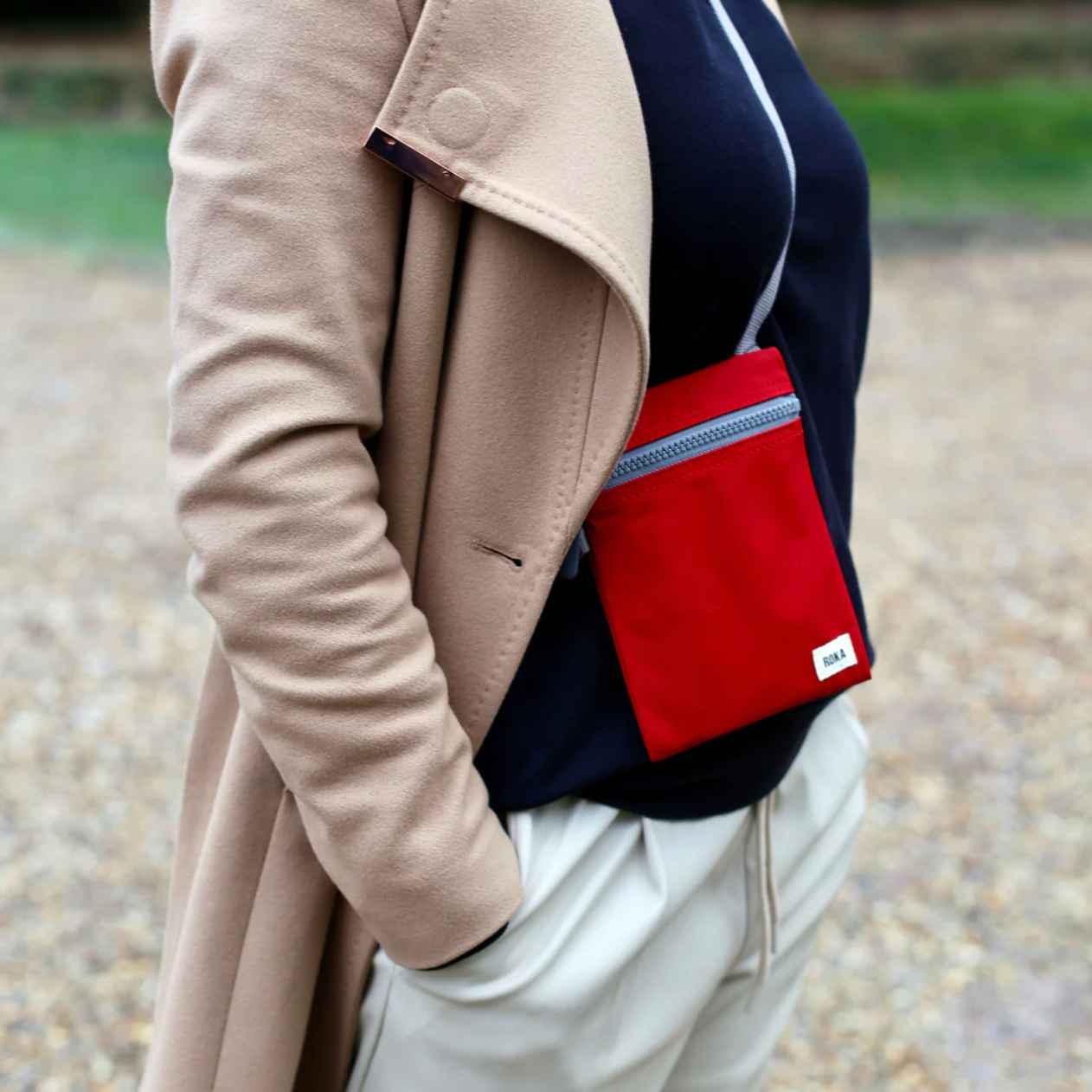 Roka London Chelsea Crossbody Phone Bag,Cranberry Red (Recycled Nylon)