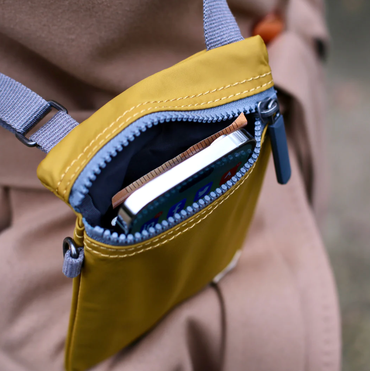 Roka London Chelsea Crossbody Phone Bag, Granite (Sustainable Canvas)