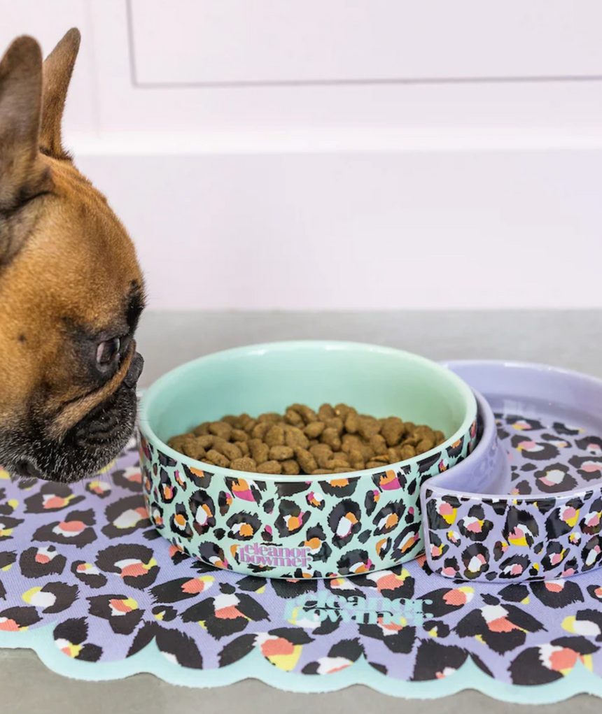 Eleanor Bowmer Ceramic Half Moon Pet Bowl,Leopard (Set Of 2)