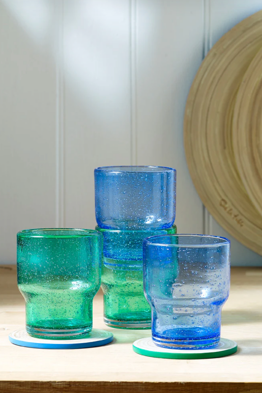 Sur La Table Colour Me Happy, Set Of 2 Glass Tumblers, Blue