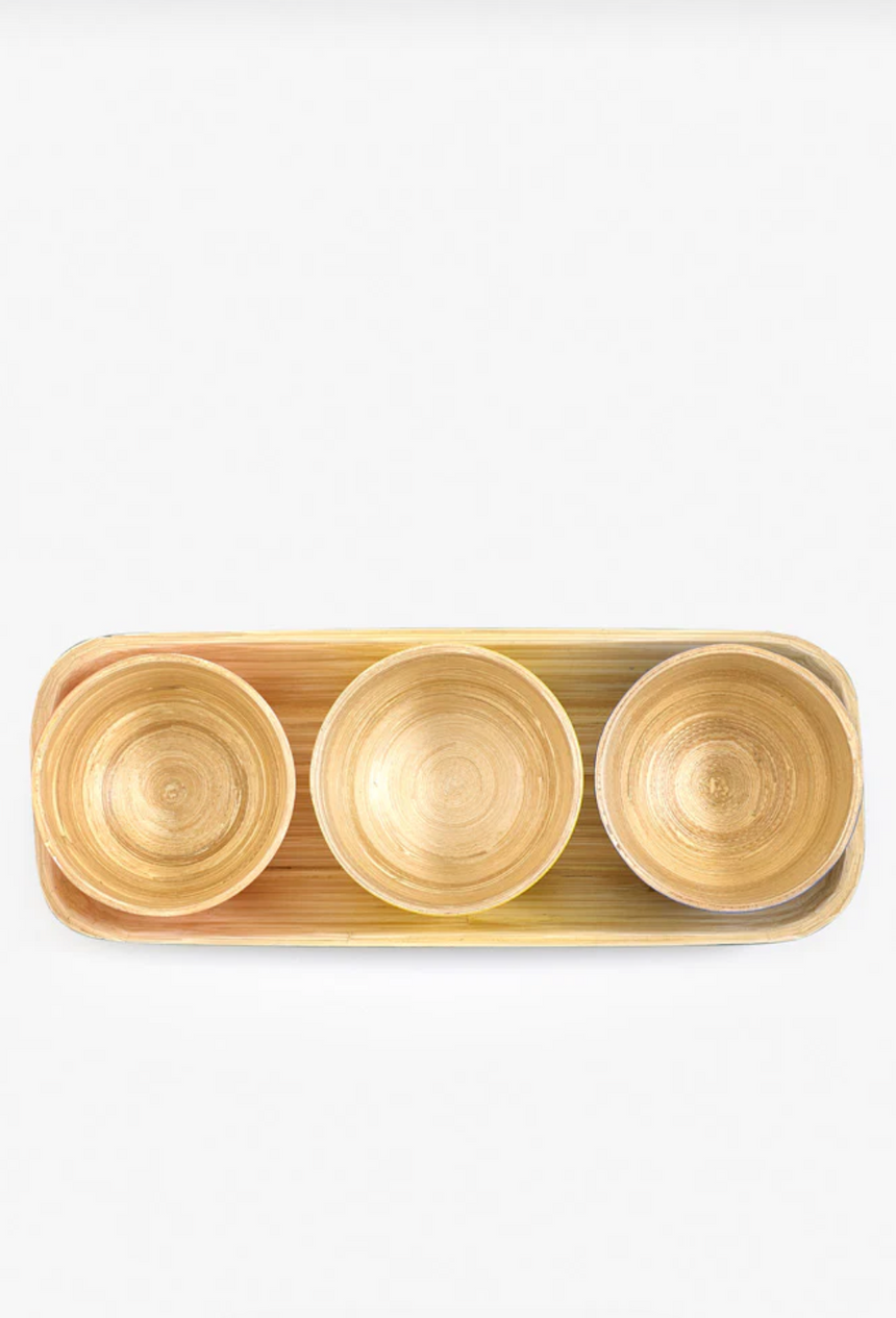 Sur La Table Colour Me Happy Bamboo Dip Bowls & Tray Set