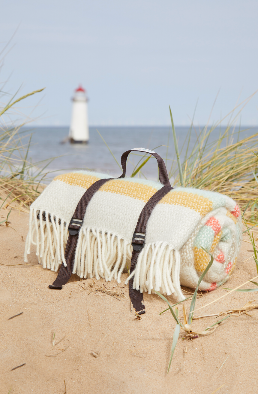 Tweedmill Polo Pure Wool Knitted Picnic Blanket, Stripes