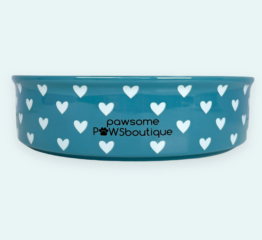 Pawsome Boutique Ceramic Pet Bowl, Hearts (Set Of 2)