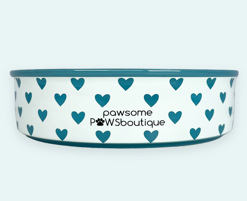 Pawsome Boutique Ceramic Pet Bowl, Hearts (Set Of 2)