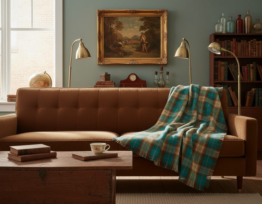 Bronte By Moon Winterton Merino Wool Throw, Jade