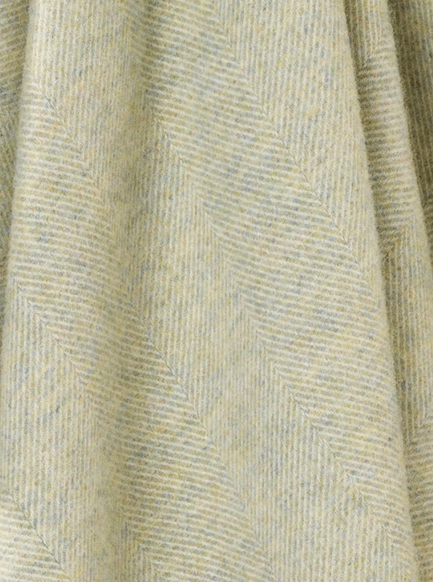 Bronte By Moon Herringbone Shetland Wool Throw, Light Sage