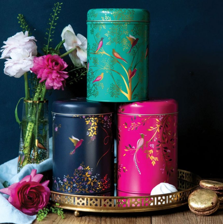 Sara Miller Round Storage Canisters Chelsea, Birds Of Paradise (Set of 3)