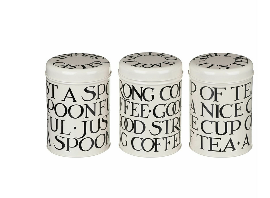 Emma Bridgewater Round Storage Canisters, Black Toast (Set Of 3)