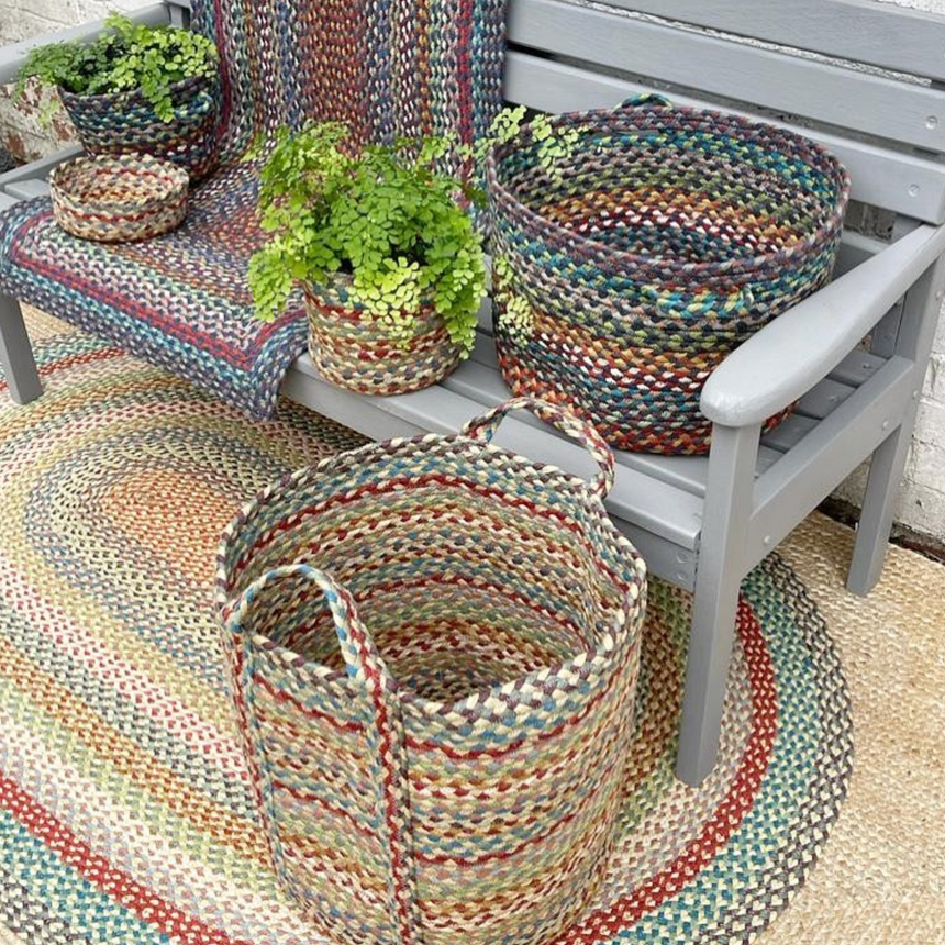 The Braided Rug Company Slouchy Jute Basket, Carnival