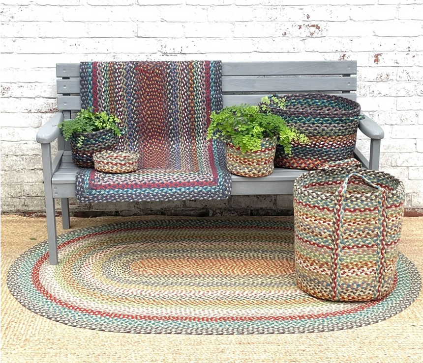 The Braided Rug Company Slouchy Jute Basket, Carnival