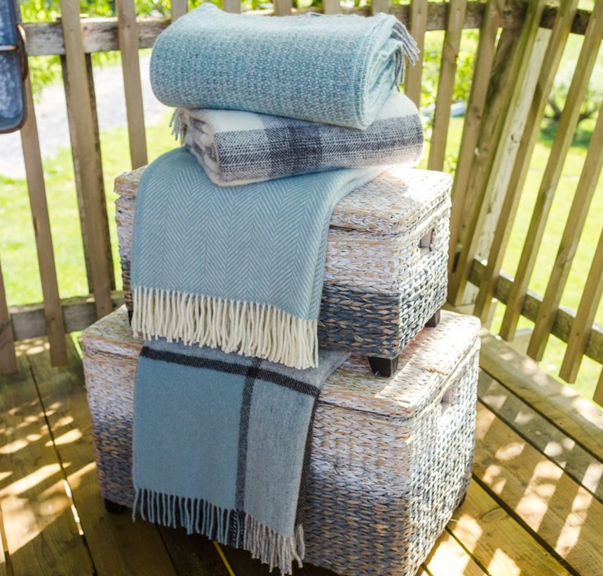 Tweedmill Illusion Pure New Wool Throw, Spearmint & Grey