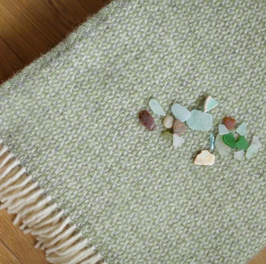 Tweedmill Illusion Pure New Wool Throw, Green & Grey