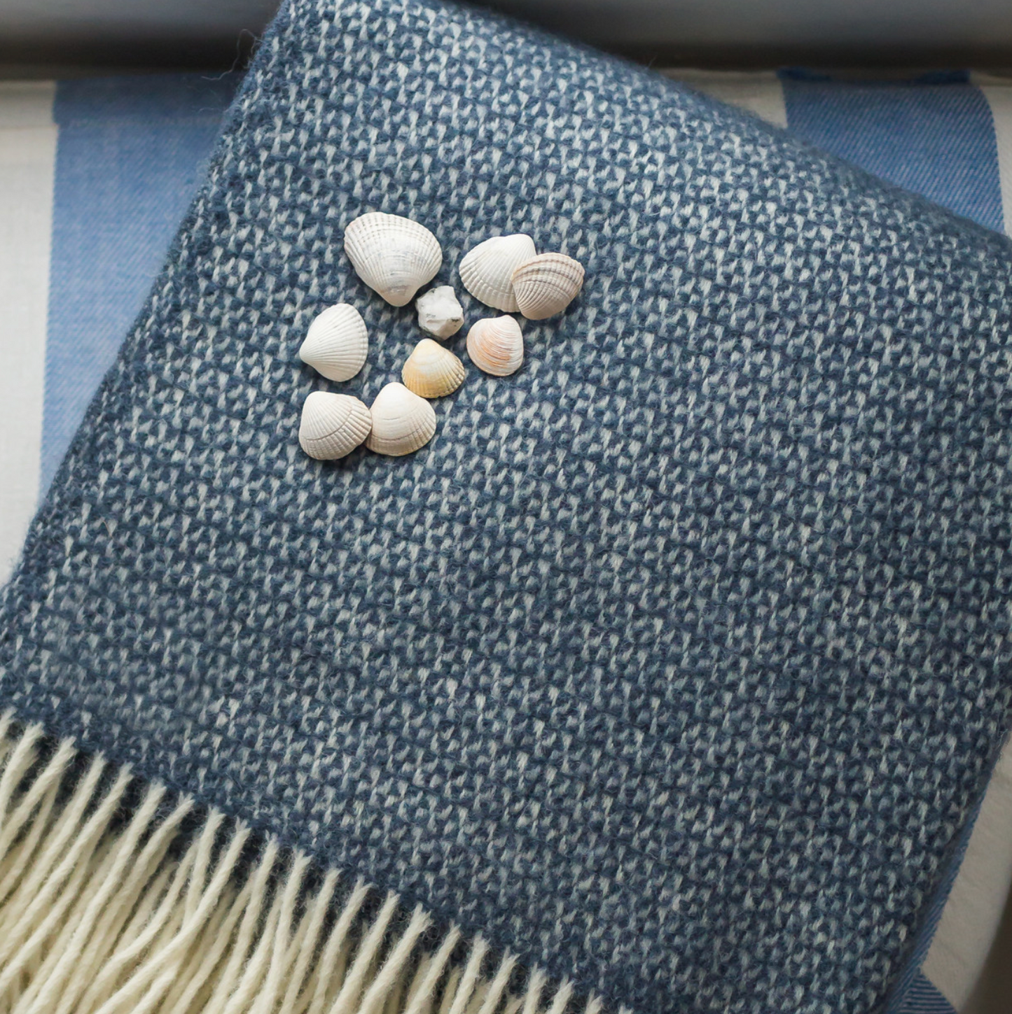 Tweedmill Illusion Pure New Wool Throw, Blue Slate