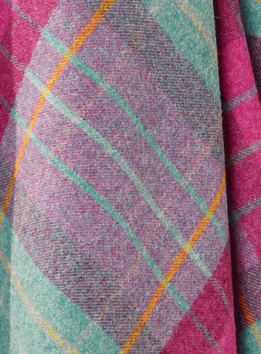 Bronte By Moon Saltburn Shetland Wool Throw, Cerise & Mint