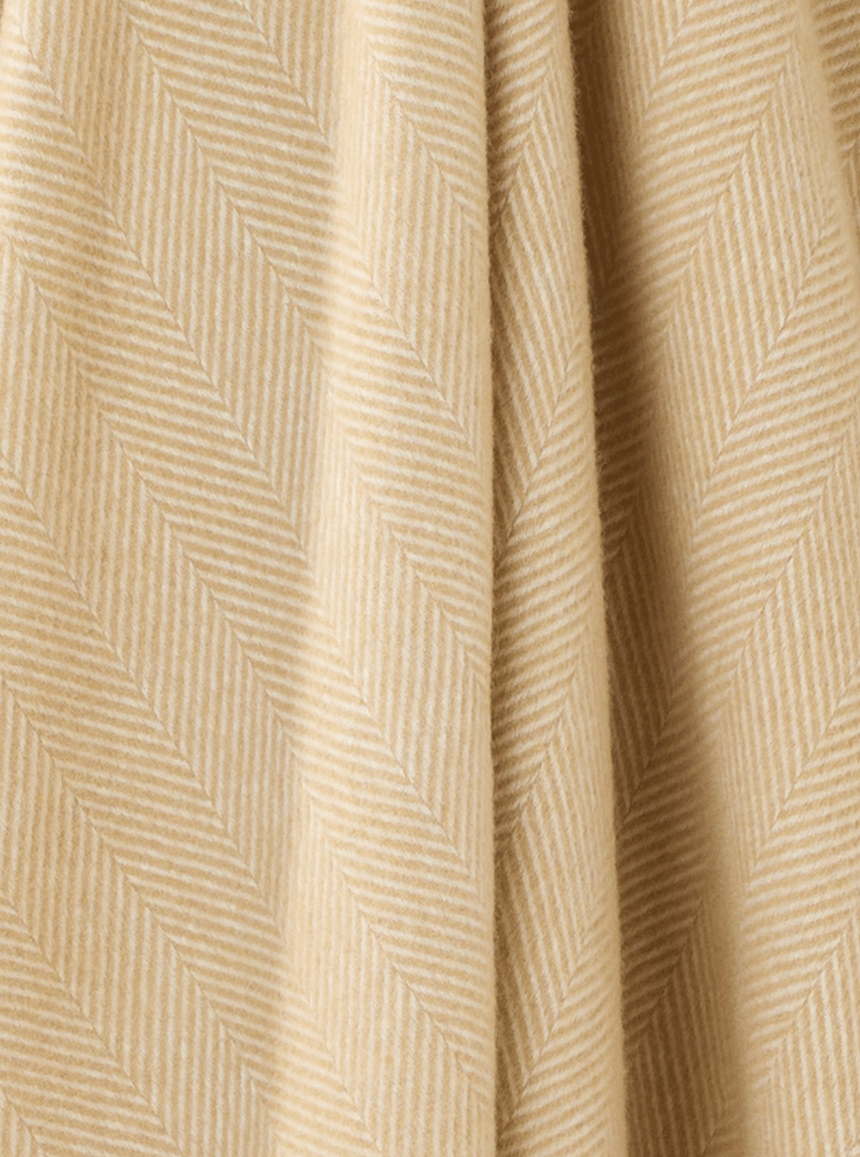 Bronte By Moon Herringbone Merino Wool Throw, Natural