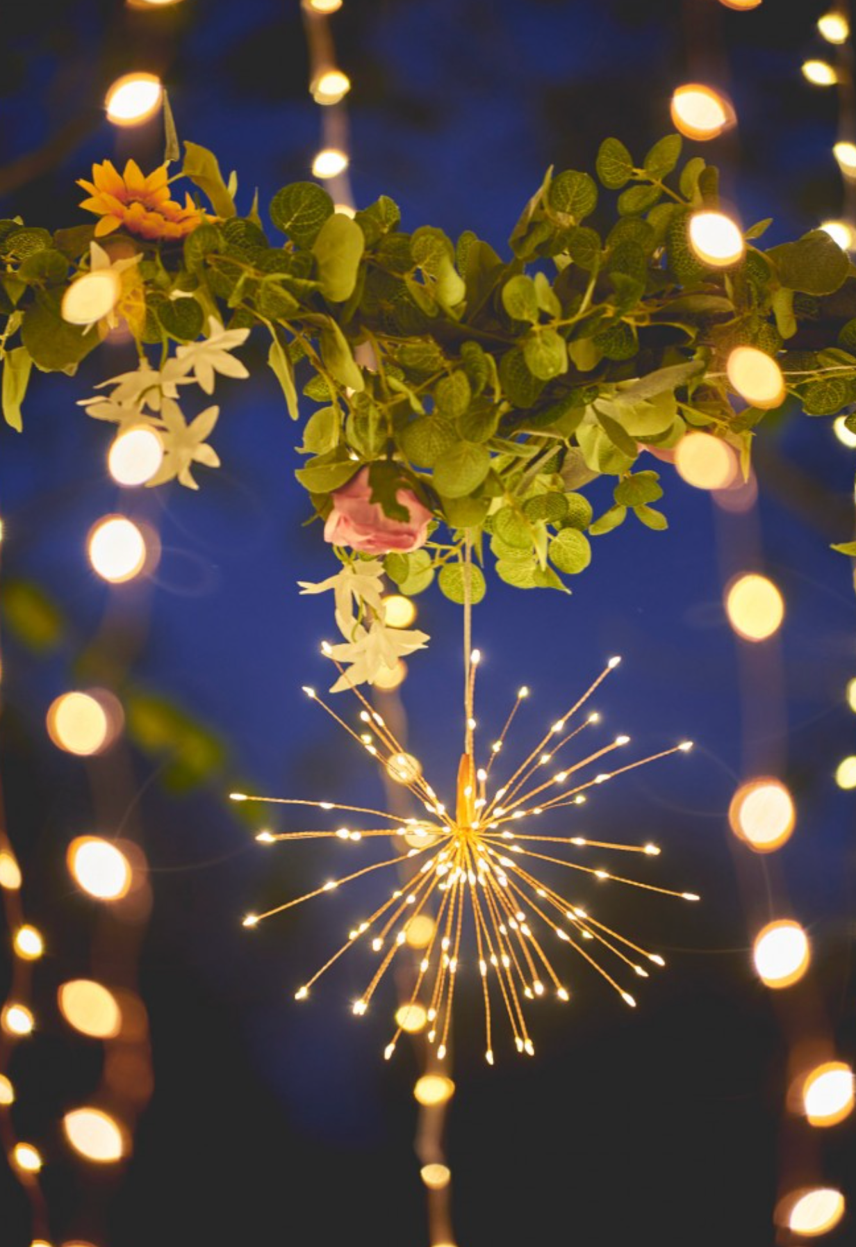 Hanging Starburst LED Fairy Light Copper (Battery Operated)