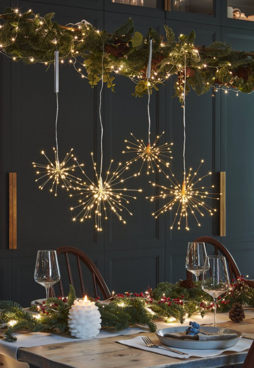 Hanging Starburst LED Fairy Light Copper (Battery Operated)