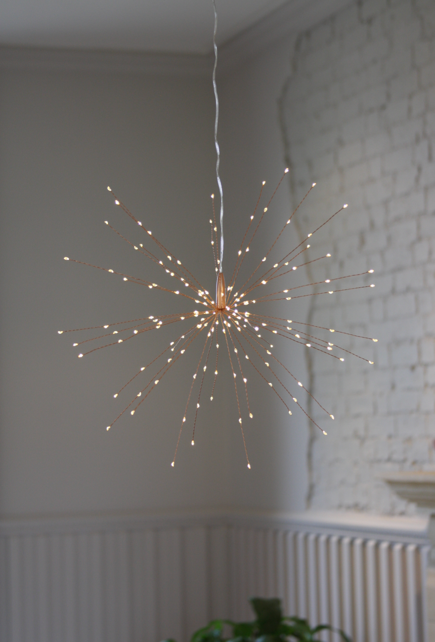 Hanging Starburst LED Fairy Light Copper (Battery Operated)