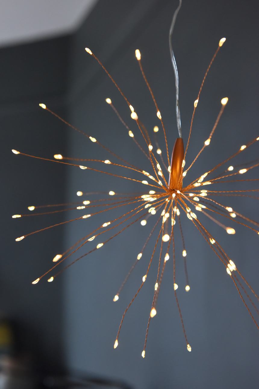 Hanging Starburst LED Fairy Light Copper (Battery Operated)