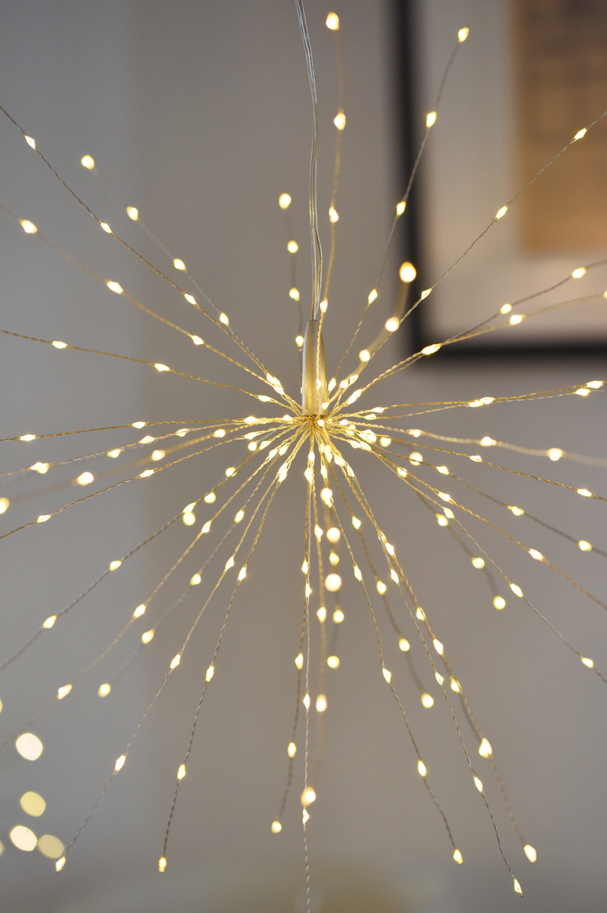 Hanging Starburst LED Fairy Light Silver (Battery Operated)