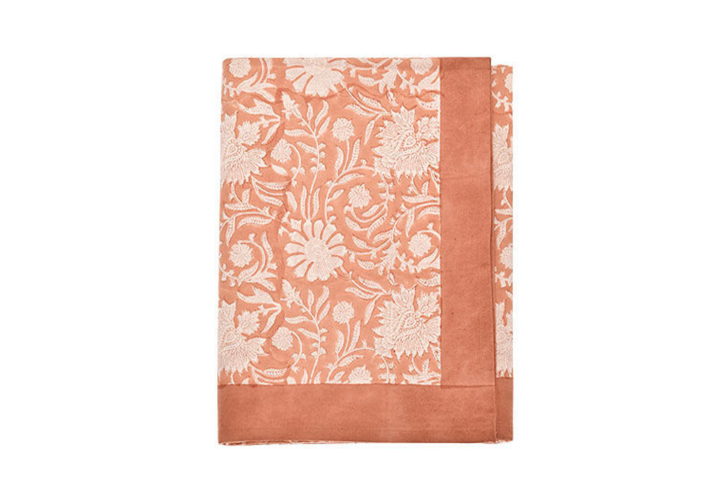 Walton & Co Elise Hand Block Print Cotton Tablecloth, Plaster