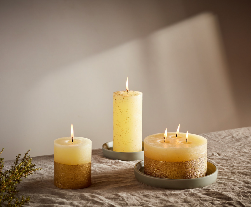 St Eval Gold Dipped Scented Pillar Candle ,Inspiritus