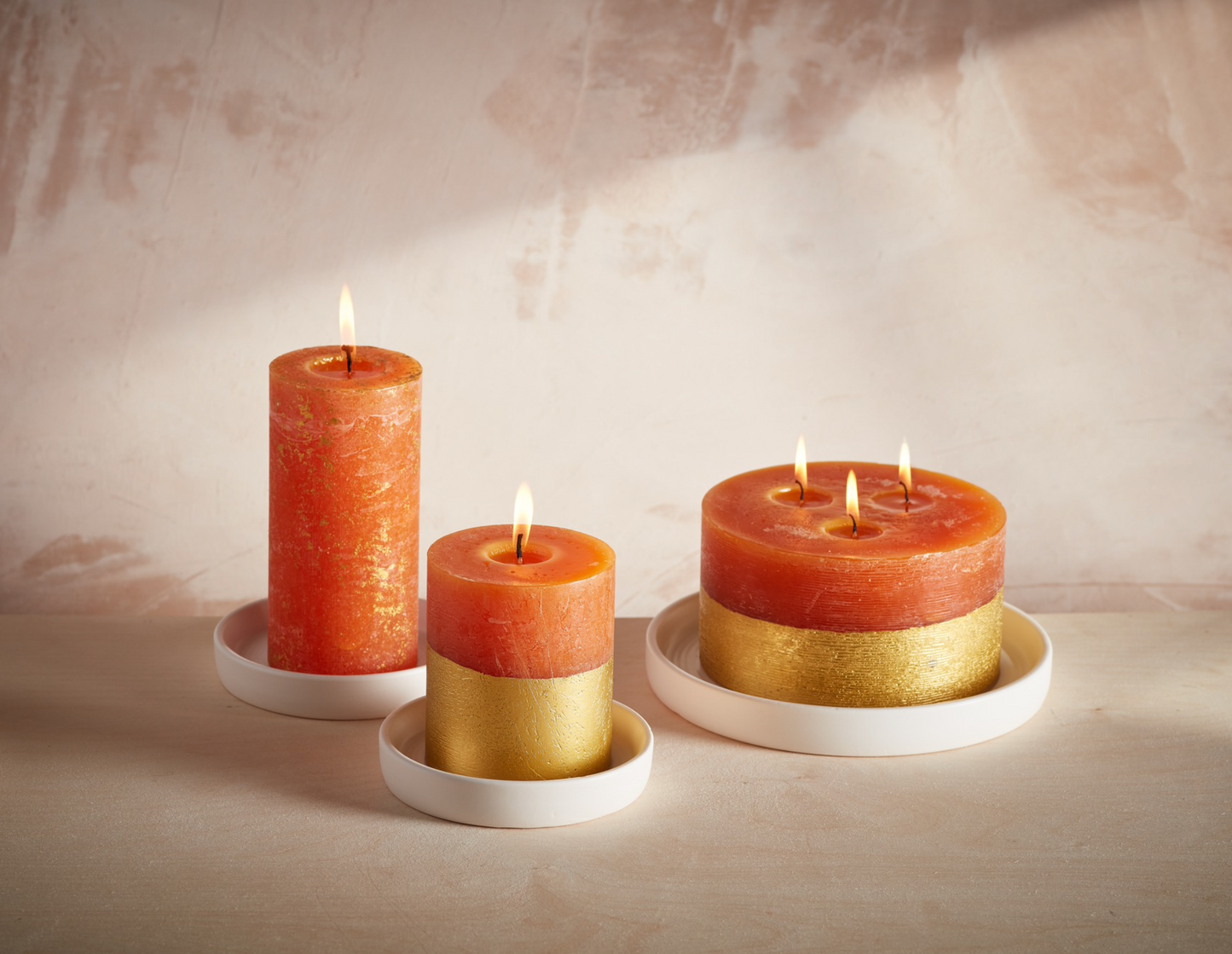 St Eval Gold Dipped Scented Pillar Candle, Orange & Cinnamon