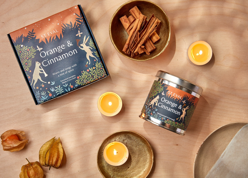 St Eval Orange & Cinnamon Scented Tealights, (Set Of 9)