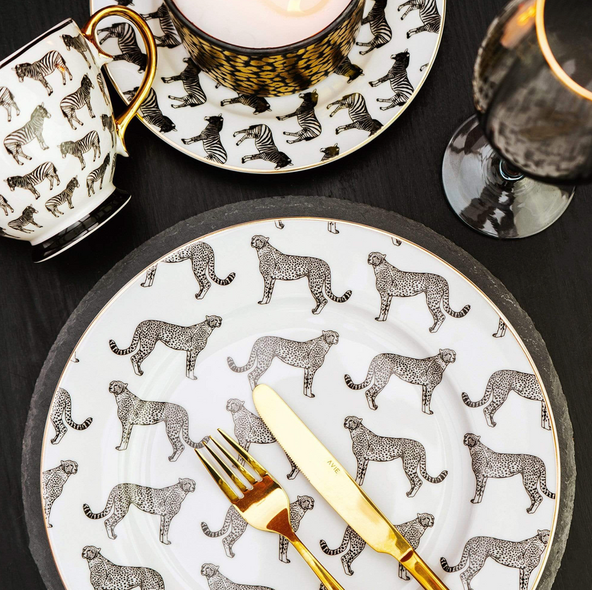 Animal Luxe Porcelain Side Plate, Zebra