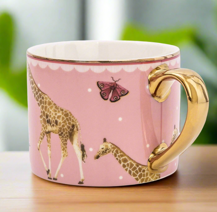 Wild Garden Straight Sided Porcelain Mug, Giraffe