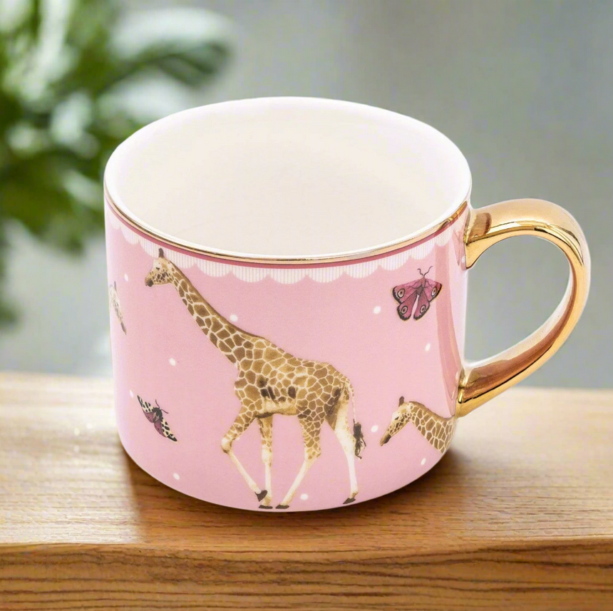 Wild Garden Straight Sided Porcelain Mug, Giraffe